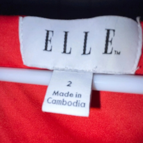 ELLE A-line Fit & Flare Dress Red White Striped Size 2 Eyelet Overlay Preppy - Picture 3 of 5